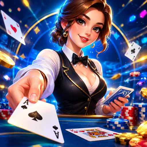 Cartão de blackjack clássico com cartas sobre a mesa verde